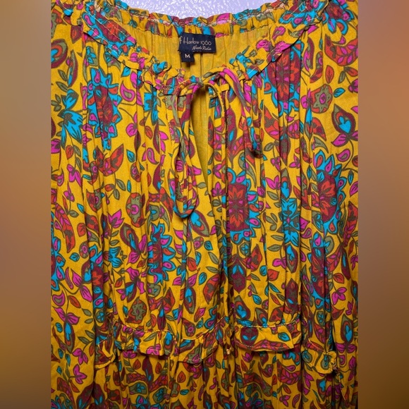 House of Harlow 1960 boho floral paisley print  long sleeve maxi dress size M - Picture 5 of 12